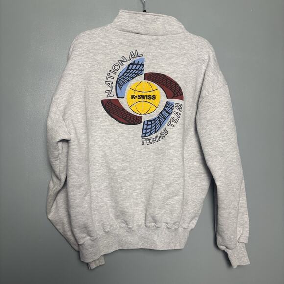 Vintage 90’s K-Swiss National Tennis Team Quarter Zip Grey Sweatshirt XL - Picture 5 of 9